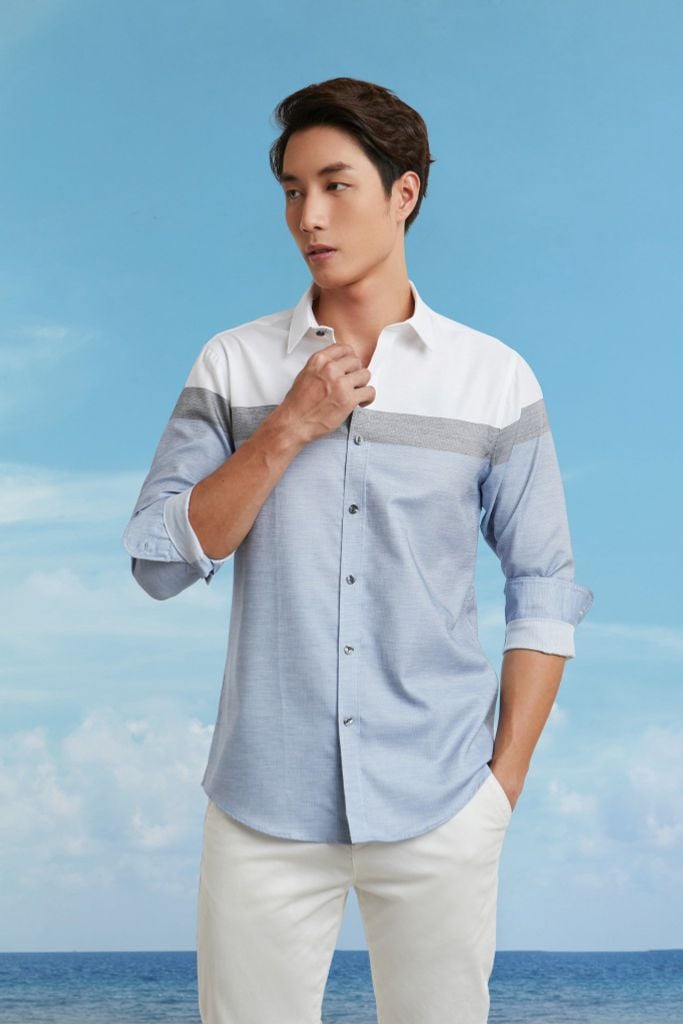Áo Sơ Mi Sọc Nam Cotton Tay Dài N&M 2101074