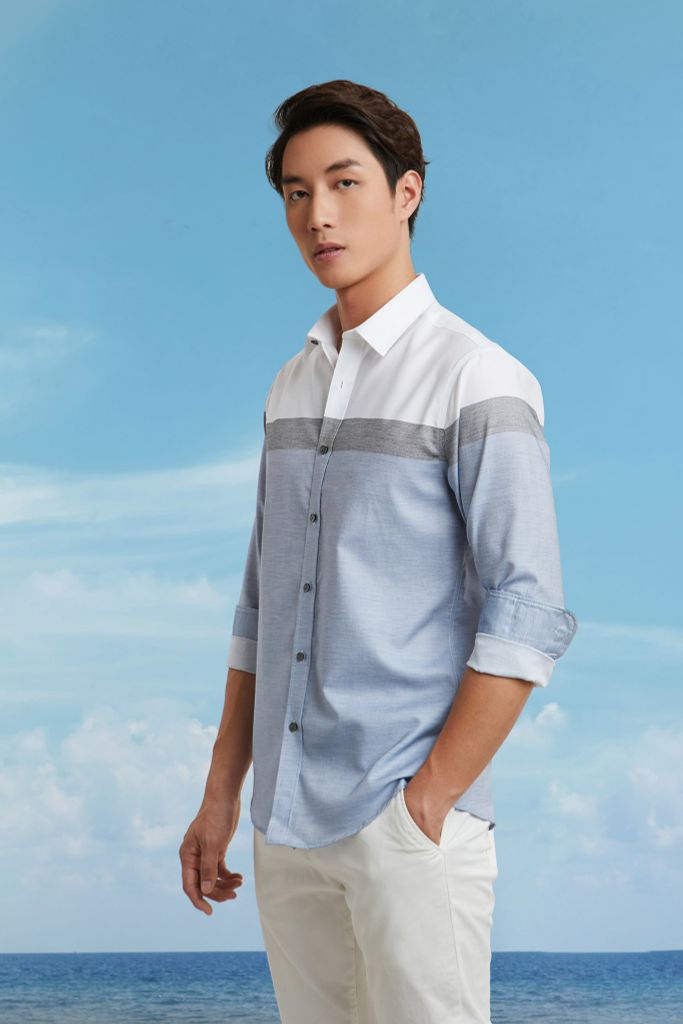 Áo Sơ Mi Sọc Nam Cotton Tay Dài N&M 2101074