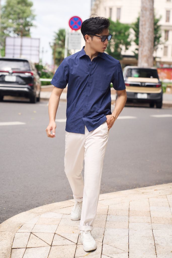 Áo Sơ Mi Sọc Nam Bamboo Tay Ngắn N&M 2208039
