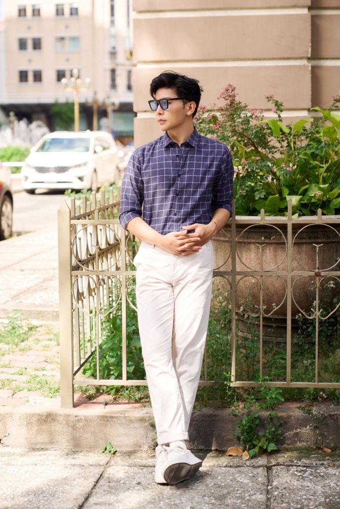 Áo Sơ Mi Caro Melange Nam Cotton Chống Nhăn Tự Nhiên N&M 2110030