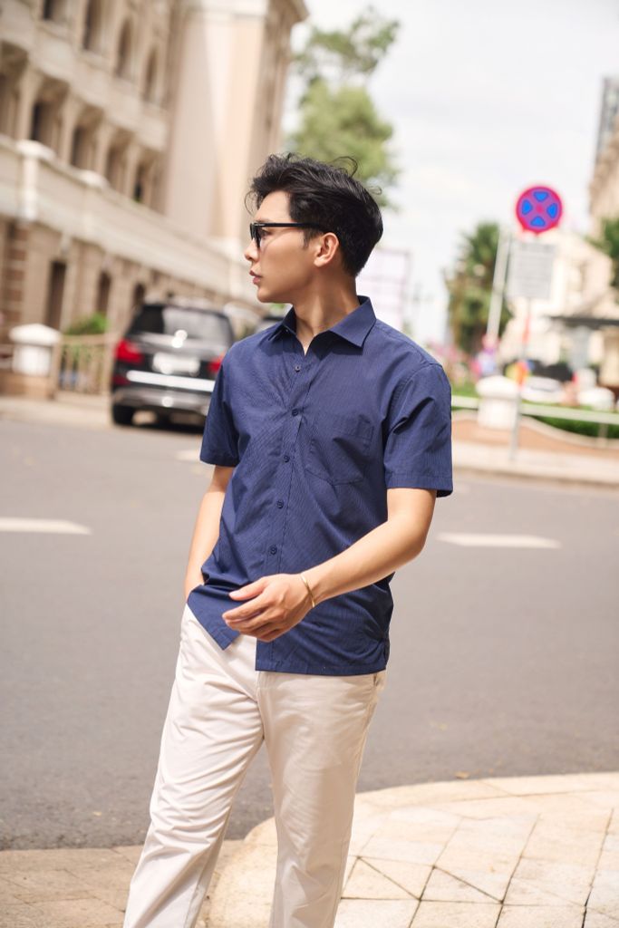 Áo Sơ Mi Sọc Nam Bamboo Tay Ngắn N&M 2208039