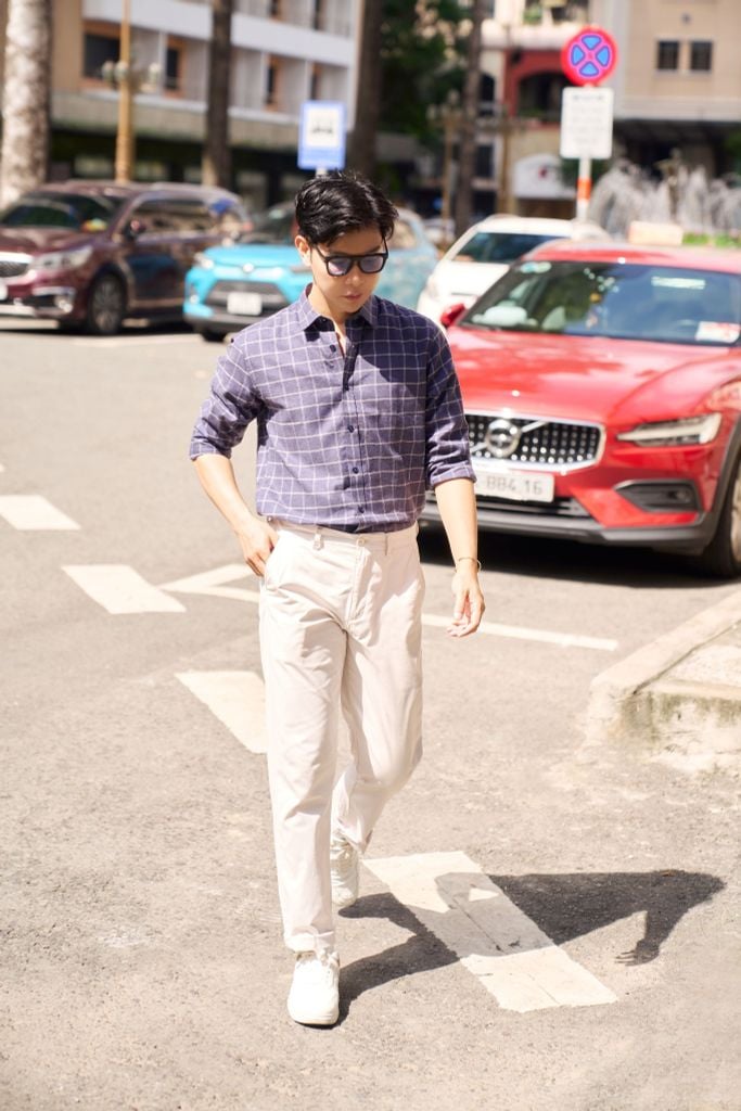 Áo Sơ Mi Caro Melange Nam Cotton Chống Nhăn Tự Nhiên N&M 2110030