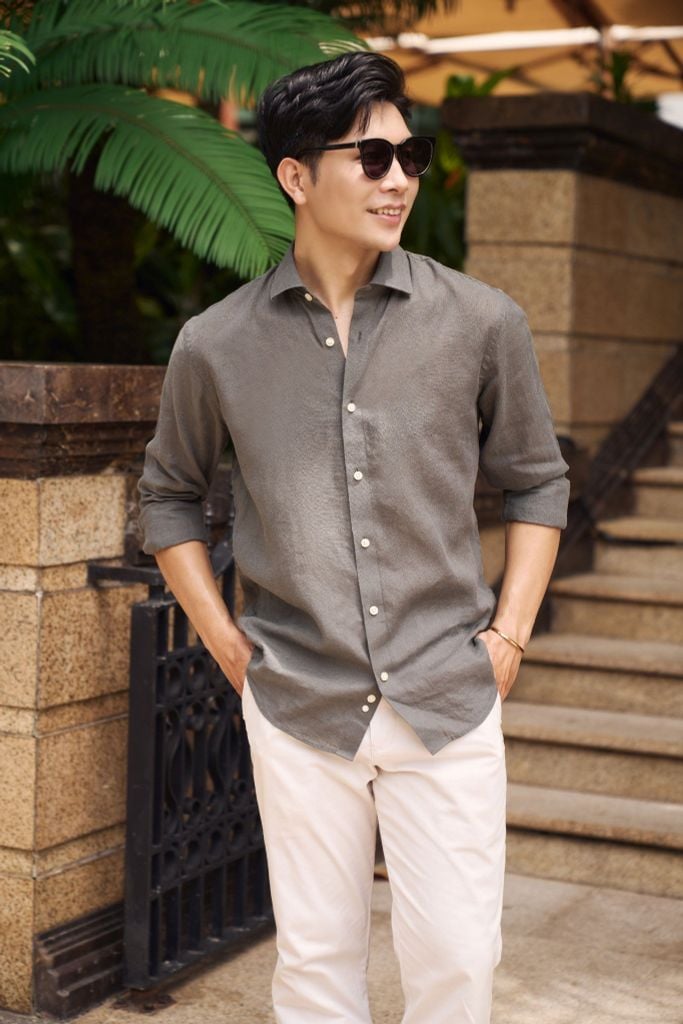 Áo Sơ Mi Basic Nam Linen Tay Dài Ninomaxx 2311018