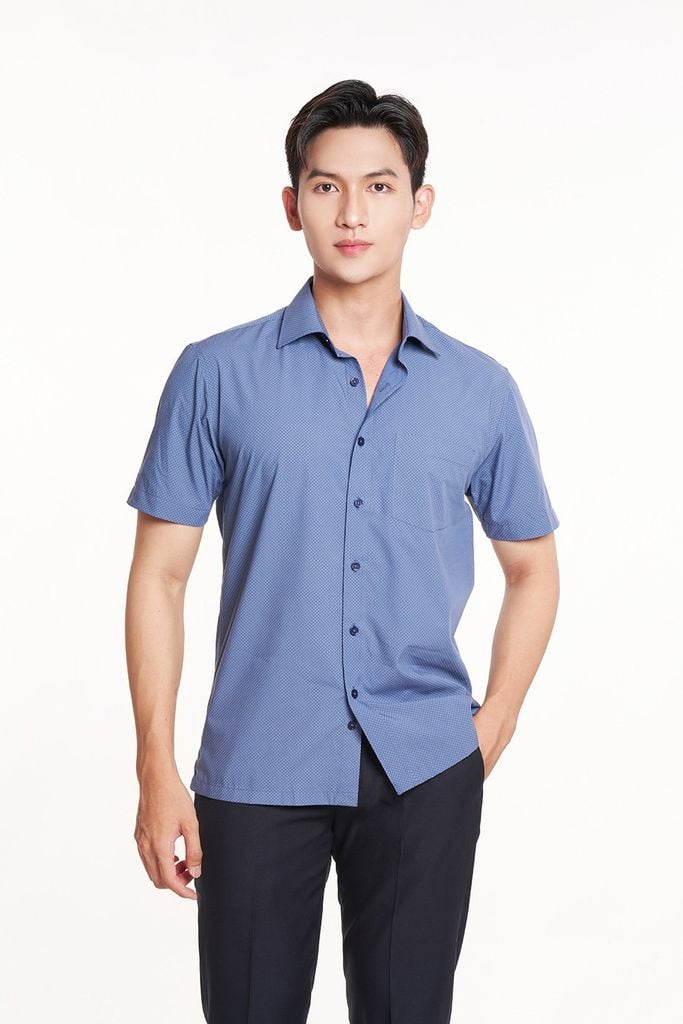 Áo Sơ Mi Nam Tay Ngắn Họa Tiết N&M 2208041