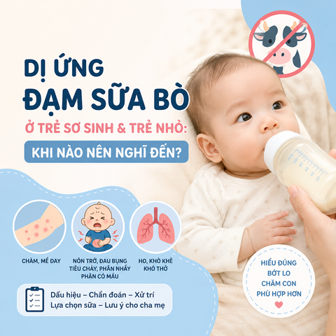 DỊ ỨNG ĐẠM SỮA BÒ Ở TRẺ SƠ SINH VÀ TRẺ NHỎ: KHI NÀO NÊN NGHĨ ĐẾN?