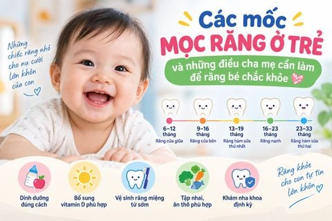 CÁC MỐC MỌC RĂNG Ở TRẺ VÀ NHỮNG ĐIỀU CHA MẸ CẦN LÀM ĐỂ RĂNG BÉ CHẮC KHỎE