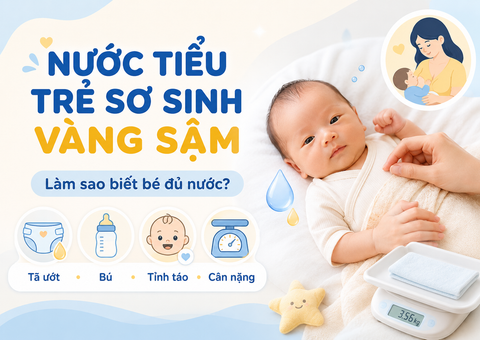 NƯỚC TIỂU TRẺ SƠ SINH VÀNG SẬM: LÀM SAO BIẾT BÉ CÓ ĐANG ĐỦ NƯỚC?