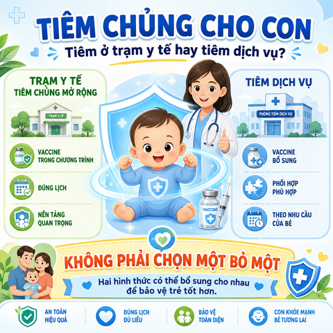 TIÊM CHỦNG CHO CON: TIÊM Ở TRẠM Y TẾ HAY TIÊM DỊCH VỤ?