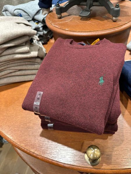 Crew Neck Cardigan Jumper Sweater Burgundy Green