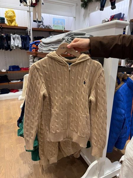 Cable Cotton Hooded Full-Zip Sweater Kid