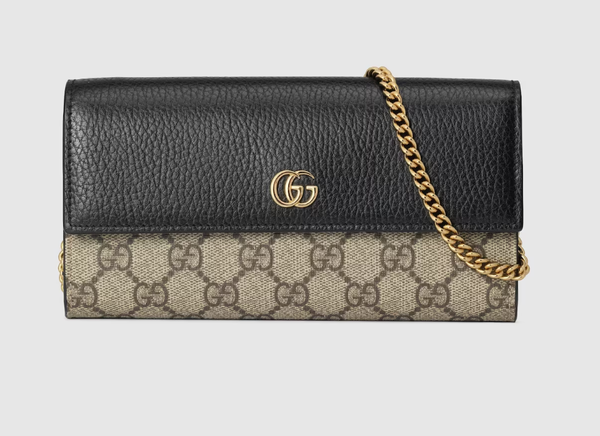 GG Marmont bi-color wallet on chain
