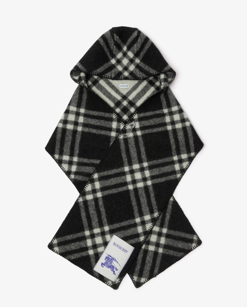 Check Wool Hooded Scarf
