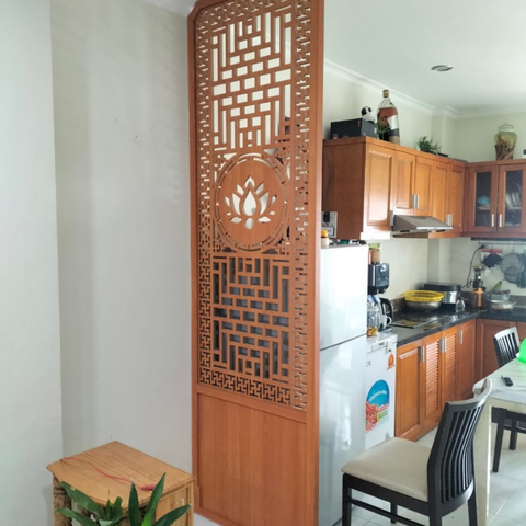  Vách ngăn cnc phòng khách - ngăn bếp kín đáo 