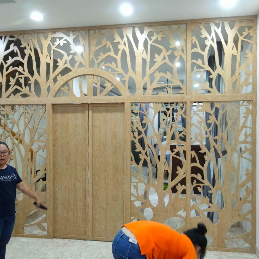 Vách ngăn cửa lùa trang trí - Gỗ công nghiệp VN127