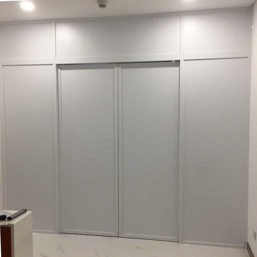 Vách ngăn phòng cửa lùa - màu trắng trơn