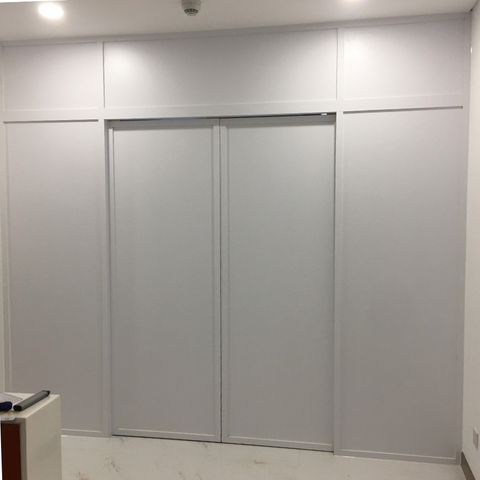  Vách ngăn phòng cửa lùa - màu trắng trơn 