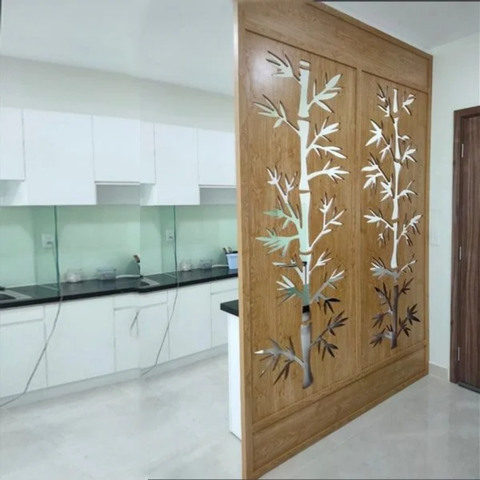  Vách ngăn phòng khách - Vách cnc lá trúc 