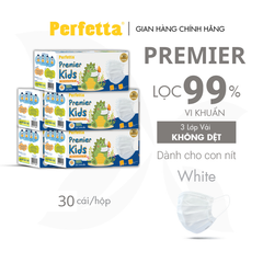 [Mua 5 Tặng 5] Combo 5 Hộp Khẩu Trang Y Tế Trẻ Em Perfetta Premier Kids 3 Lớp, Mềm Mại, Dễ Thở, Êm Tai, Kháng Khuẩn (30 Cái/Hộp)