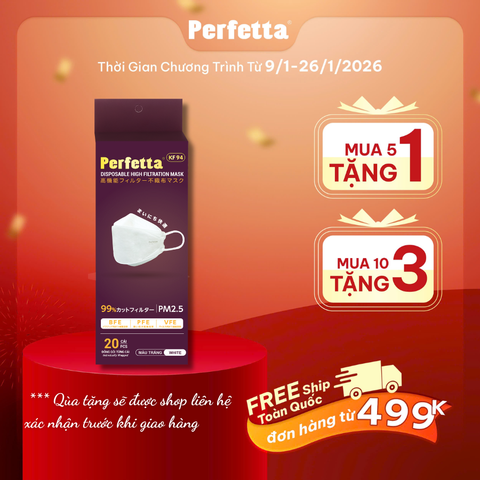 Khẩu Trang Perfetta KF94, 3 Lớp, Chuẩn Form Hàn Quốc (20 Cái/Hộp)