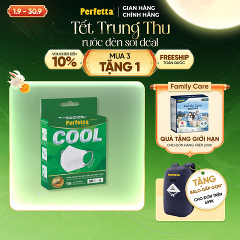 Hộp Khẩu Trang Cao Cấp Perfetta Pinnakle Cool Mask Mát Lạnh, Thoáng Mát, Ôm Vừa Vặn, Êm Tai (20 Cái/Hộp)