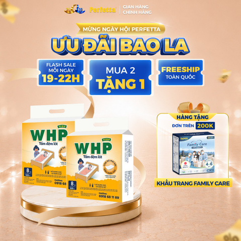[Mua 2 Tặng 1] Combo 2 Tấm Đệm Lót WHP Underpad Size 80x90 cm (8 miếng/túi)