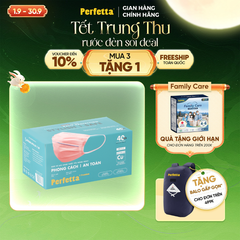 Khẩu trang y tế cao cấp Perfetta Premium Cu+ 3 lớp, kháng khuẩn nano đồng, 2 thanh nẹp thông thoáng (40 cái/hộp)