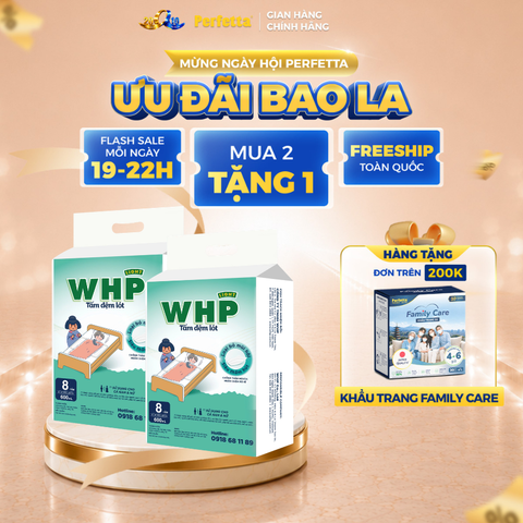 [Mua 2 Tặng 1] Combo 2 Tấm Đệm Lót WHP Underpad Size 60x45 cm (8 miếng/túi)