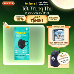 Gói khẩu trang y tế cao cấp Perfetta Premium Ag+ 3 lớp, kháng khuẩn nano bạc, 2 thanh nẹp thông thoáng (7 cái/gói)