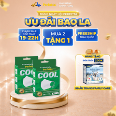 [Mua 2 Tặng 1] Combo 2 Hộp Khẩu Trang Cao Cấp Perfetta Pinnakle Cool Mask Mát Lạnh, Thoáng Mát, Ôm Vừa Vặn, Êm Tai (20 Cái/Hộp)