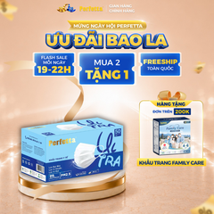 [Mua 2 Tặng 1] Combo 2 Khẩu Trang Y Tế Cao Cấp Perfetta Ultra Xuất Khẩu 4 Lớp, Ngăn Ngừa Bụi Mịn PM 2.5, Chống Trượt Nước, Êm Tai (50 Cái/Hộp)