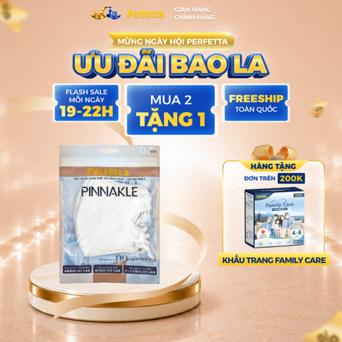 Gói Khẩu Trang Cao Cấp 3D Perfetta Pinnakle Mềm Mại, Quai Đeo Thun Bông Êm Tai, Ôm Vừa Vặn (7 Cái/Gói)