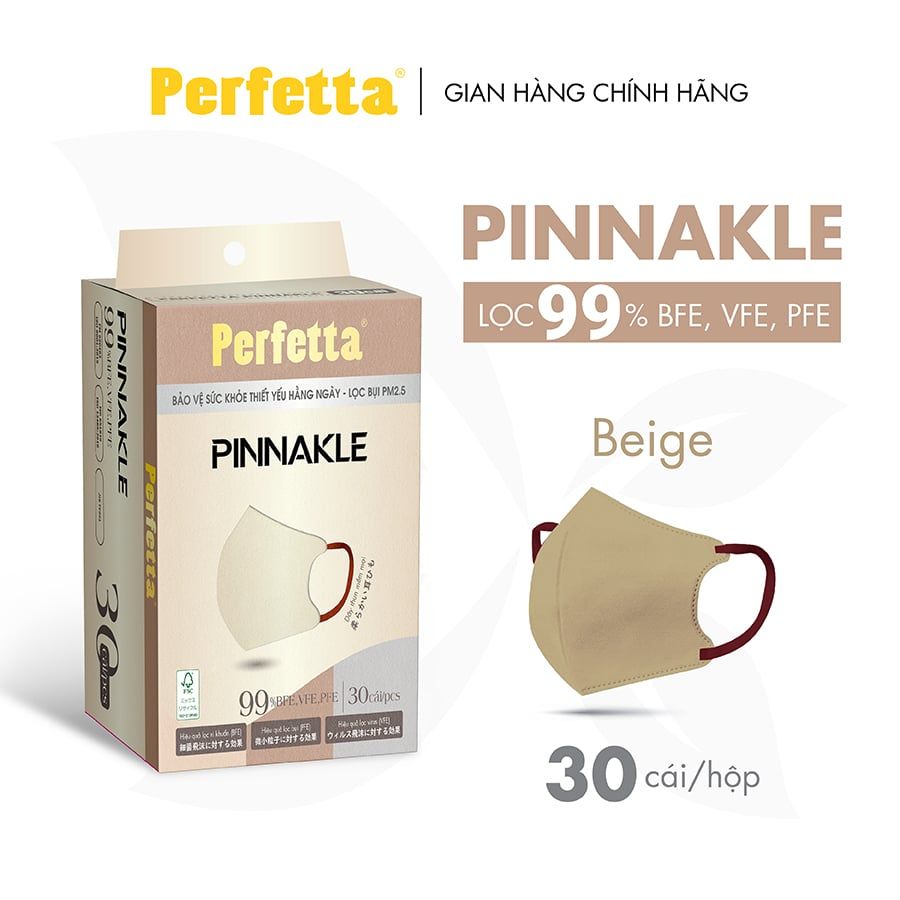 [Mua 2 Tặng 1] - Khẩu Trang Perfetta Pinnakle, 30 cái/hộp