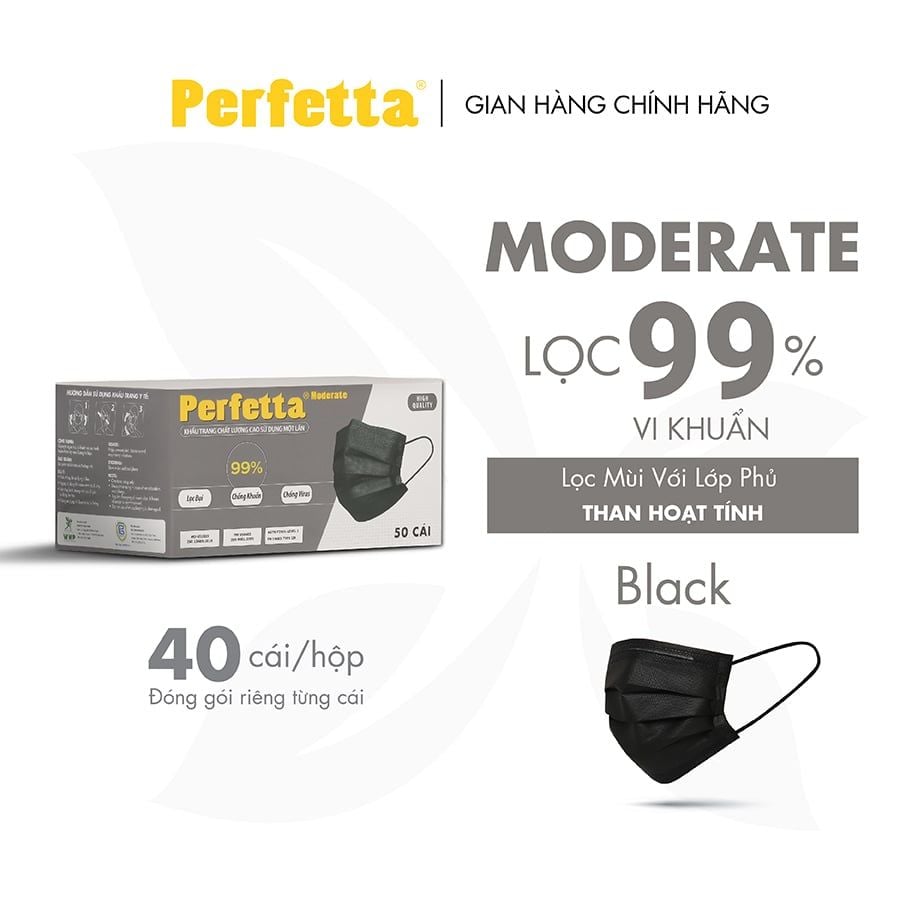 [Mua 2 Tặng 1] - Khẩu Trang Perfetta Moderate (50 cái/hộp)