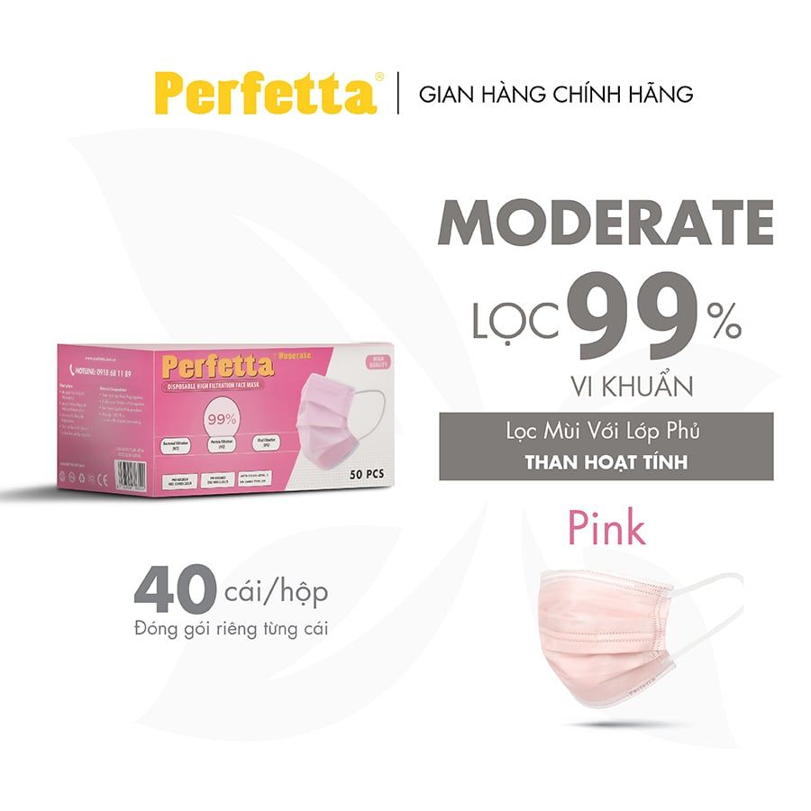 [Mua 2 Tặng 1] - Khẩu Trang Perfetta Moderate (50 cái/hộp)