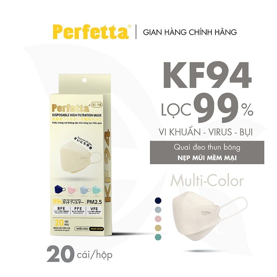 [Mua 2 Tặng 1] - Khẩu Trang Perfetta KF94 (20 cái/hộp)