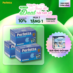 [Mua 3 Tặng 1] Combo 3 Khẩu Trang Y Tế Trẻ Em Perfetta Moderate Children 3 Lớp, Mềm Mại, Dễ Thở, Êm Tai, Kháng Khuẩn (35 Cái/Hộp)