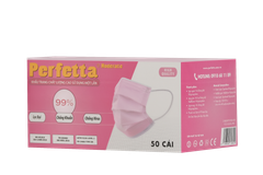 Khẩu Trang Y Tế Perfetta Moderate Hồng 3 Lớp, Dễ Thở, Mềm Mại, Êm Tai (50 Cái/Hộp)