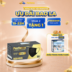 Khẩu Trang Y Tế Perfetta Primary, 3 Lớp Siêu Mềm Mịn, Vừa Sống Mũi (50 Cái/Hộp)