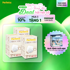 [Mua 3 Tặng 1] Combo 3 Khẩu Trang Y Tế Cao Cấp Perfetta Premium Ag+ 3 Lớp, Kháng Khuẩn Nano Bạc, 2 Thanh Nẹp Thông Thoáng (40 Cái/Hộp)