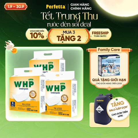 [Mua 3 Tặng 2] Combo 3 Tấm Đệm Lót WHP High Underpad Size 80x90 cm (8 miếng/túi)
