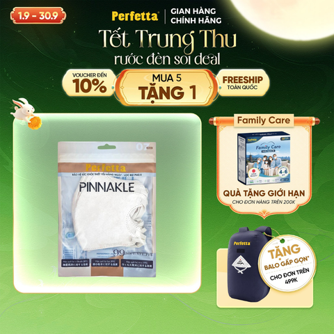 Gói Khẩu Trang Cao Cấp 3D Perfetta Pinnakle Mềm Mại, Quai Đeo Thun Bông Êm Tai, Ôm Vừa Vặn (7 Cái/Gói)
