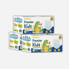 [Mua 3 Tặng 3] Combo 3 Hộp Khẩu Trang Y Tế Trẻ Em Perfetta Premier Kids 3 Lớp, Mềm Mại, Dễ Thở, Êm Tai, Kháng Khuẩn (30 Cái/Hộp)