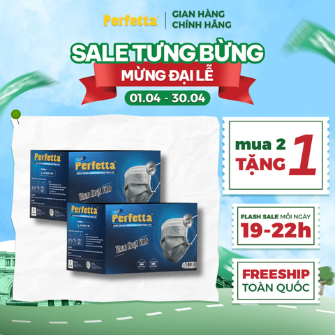 [Mua 2 Tặng 1] - Khẩu Trang Perfetta Carbon (40 cái/hộp)