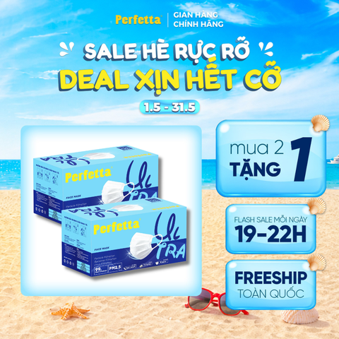 [Mua 2 Tặng 1] - Khẩu Trang Perfetta Ultra, đóng gói riêng từng cái (35 cái/hộp)