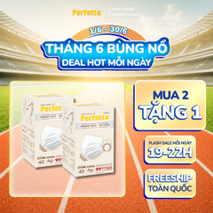 [Mua 2 Tặng 1] Combo 2 Khẩu Trang Y Tế Cao Cấp Perfetta Premium Ag+ 3 Lớp, Kháng Khuẩn Nano Bạc, 2 Thanh Nẹp Thông Thoáng (40 Cái/Hộp)