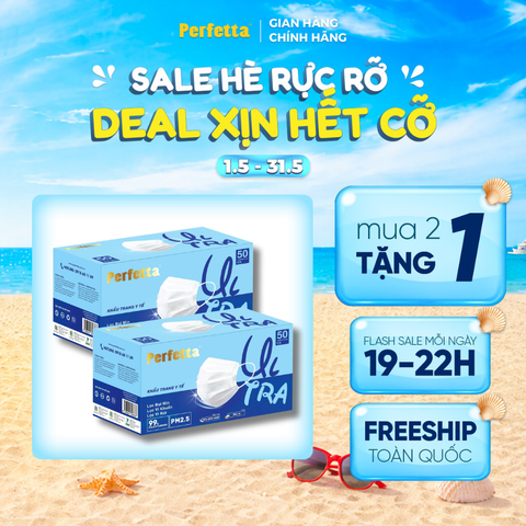 [MUA 2 TẶNG 1] - Khẩu Trang Perfetta Ultra Xuất Khẩu  (50 Cái/Hộp)