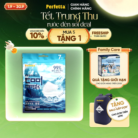 Gói Khẩu Trang Cao Cấp Perfetta Pinnakle Cool Mask Mát Lạnh, Thoáng Mát, Ôm Vừa Vặn, Êm Tai (7 Cái/Gói)
