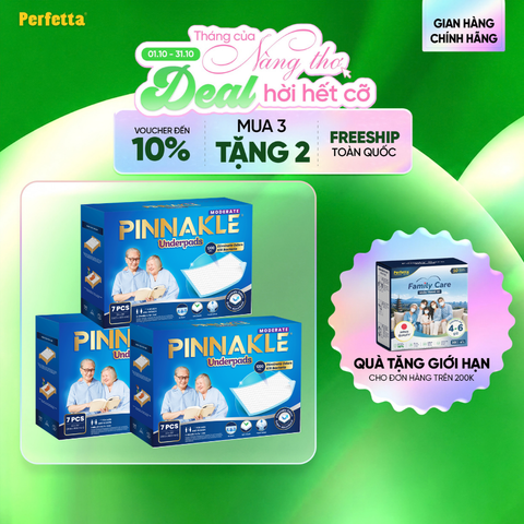 [Mua 3 Tặng 2] Combo 3 Tấm Đệm Lót Pinnakle Moderate 60x90 cm, Siêu Thấm Hút, Chống Trào Ngược (7 miếng/hộp)