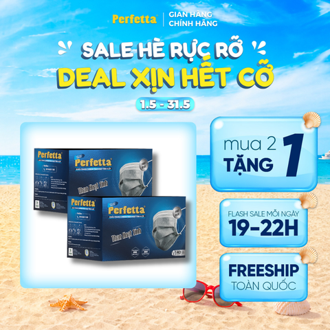 [Mua 2 Tặng 1] - Khẩu Trang Perfetta Carbon (40 cái/hộp)
