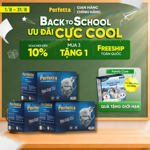 [Mua 3 Tặng 1] Combo 3 Hộp Khẩu trang y tế than hoạt tính Perfetta Carbon 4 lớp , ngăn khói bụi, vi khuẩn, khử mùi, êm tai (40 Cái/Hộp)